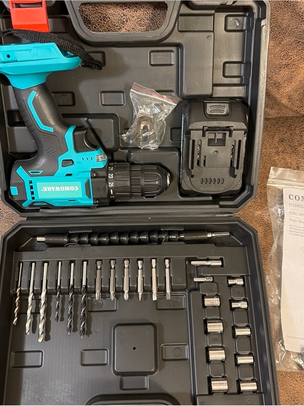 Cordless Drill, Electric Power Drill & Bits Set Battery 20V